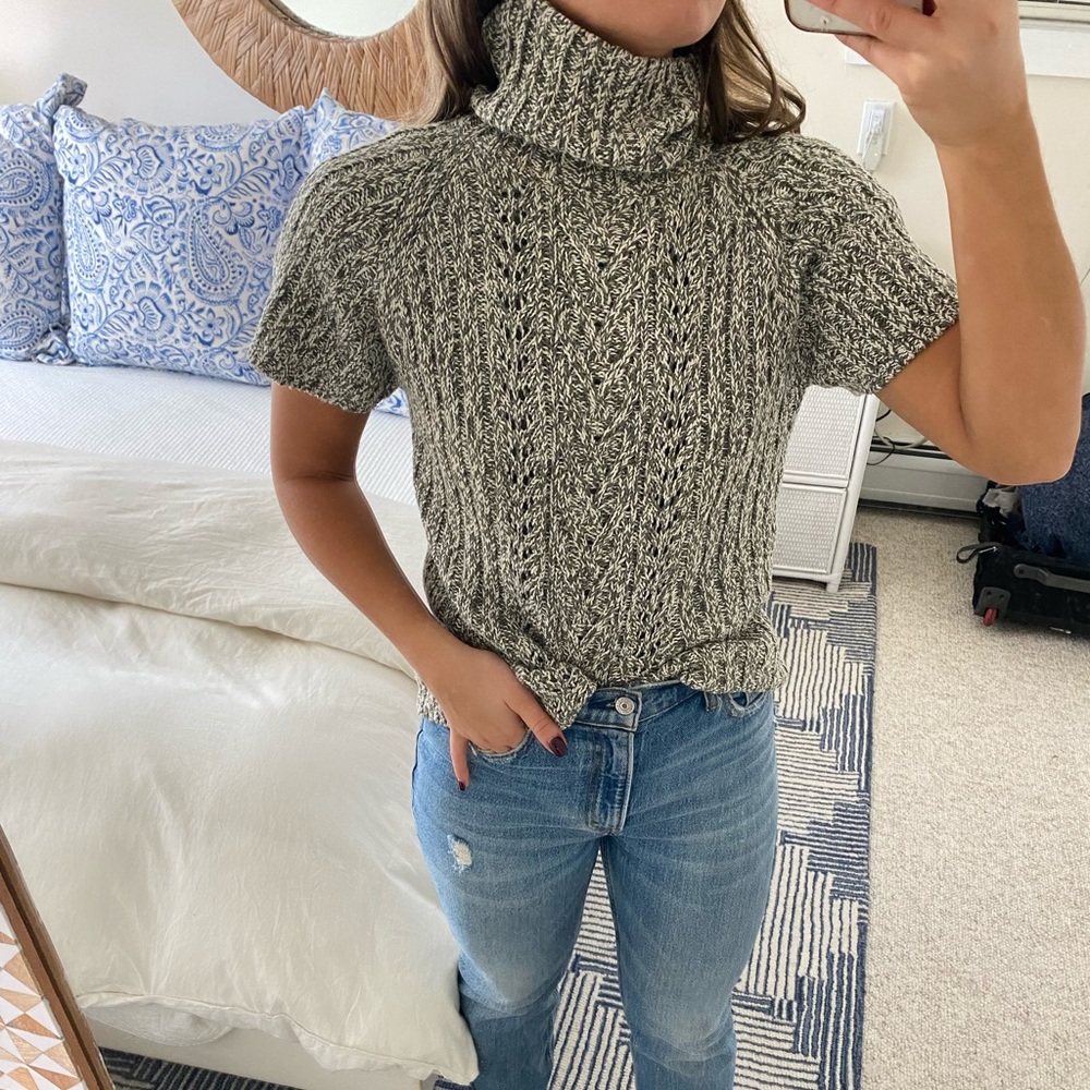 Liz Claiborne Green Marled Short Sleeve Sweater